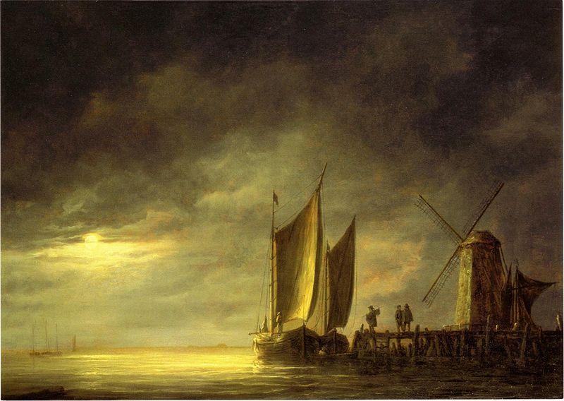 Aelbert Cuyp Fishing boats by moonlight. oil painting image